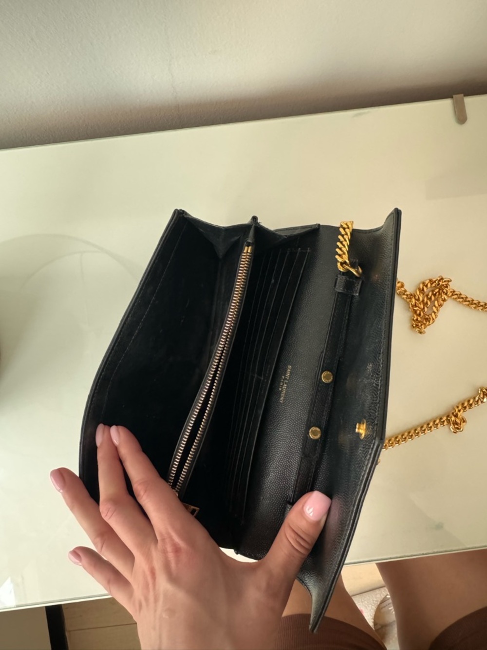 Saint Laurent Black Quilted Leather Chain Crossbody with Gold Hardware - Picture 4 of 4